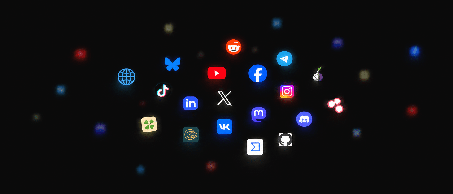 Social media, messaging, and web platform logos monitored by Intrace