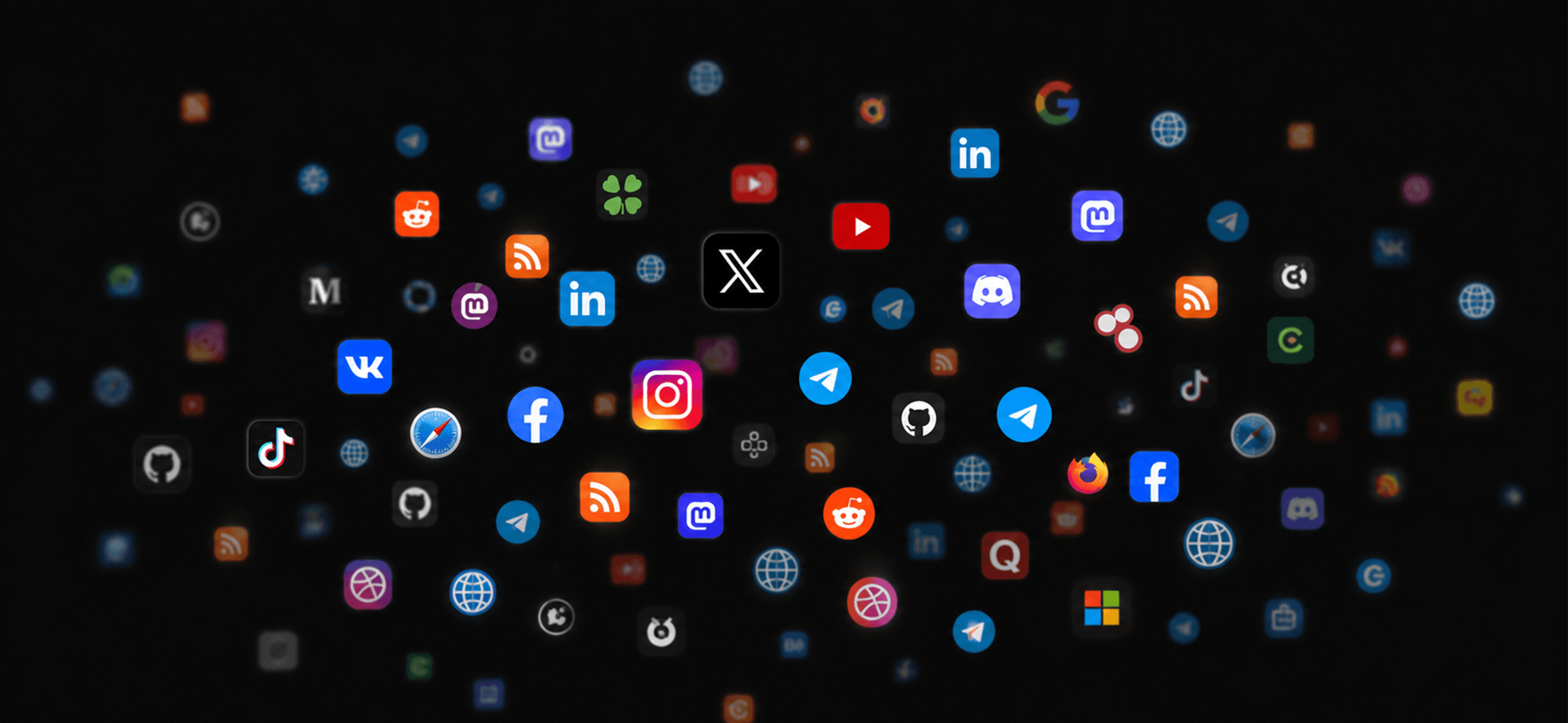 Collection of social media, messaging, and web platform icons monitored by Intrace