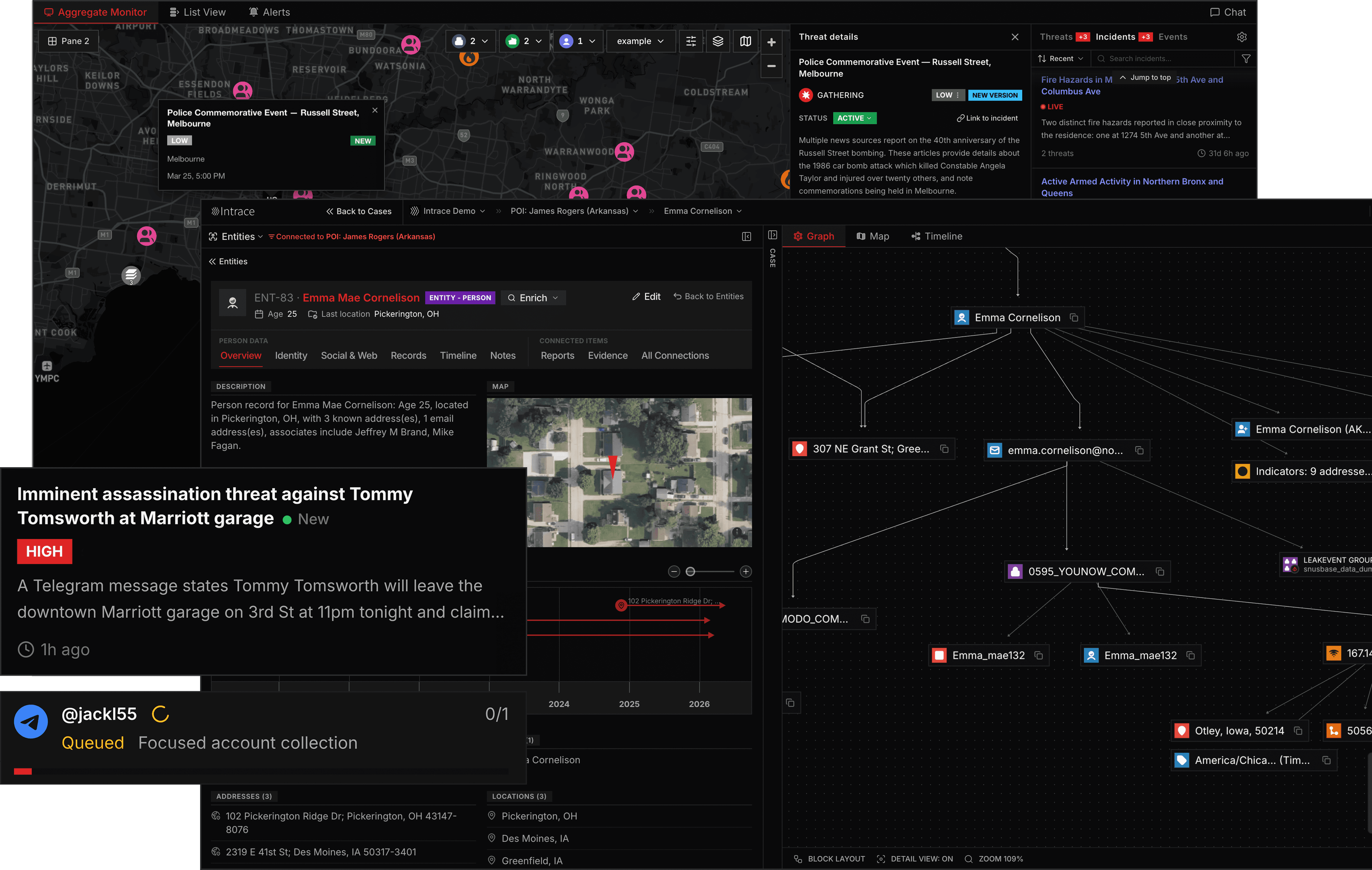 Intrace Risk Intelligence and OSINT platform interface preview