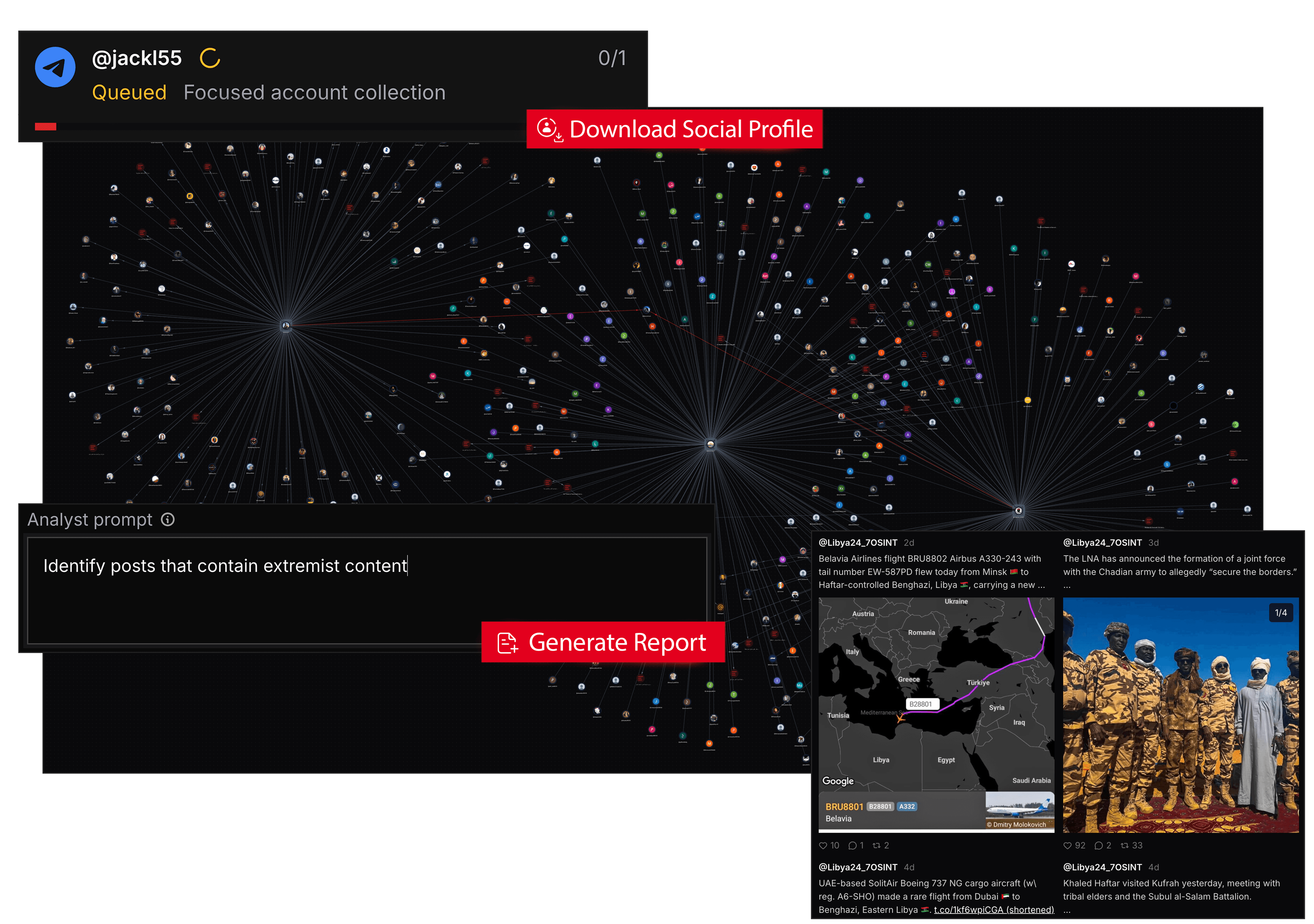 Social evidence vault and profile analysis in Intrace