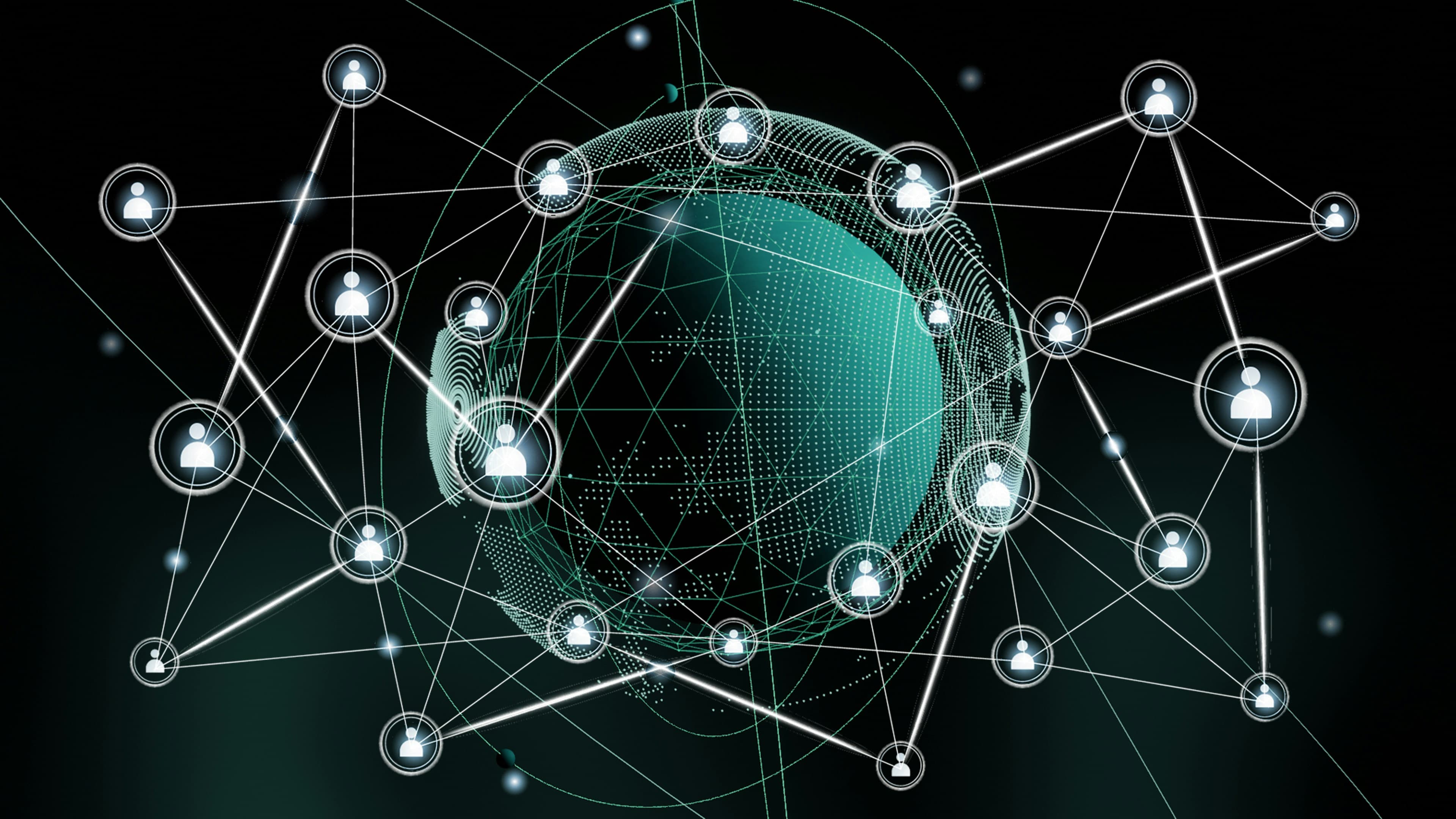 Réseau mondial d'identités connectées représentant l'analyse de liens OSINT et les enquêtes
